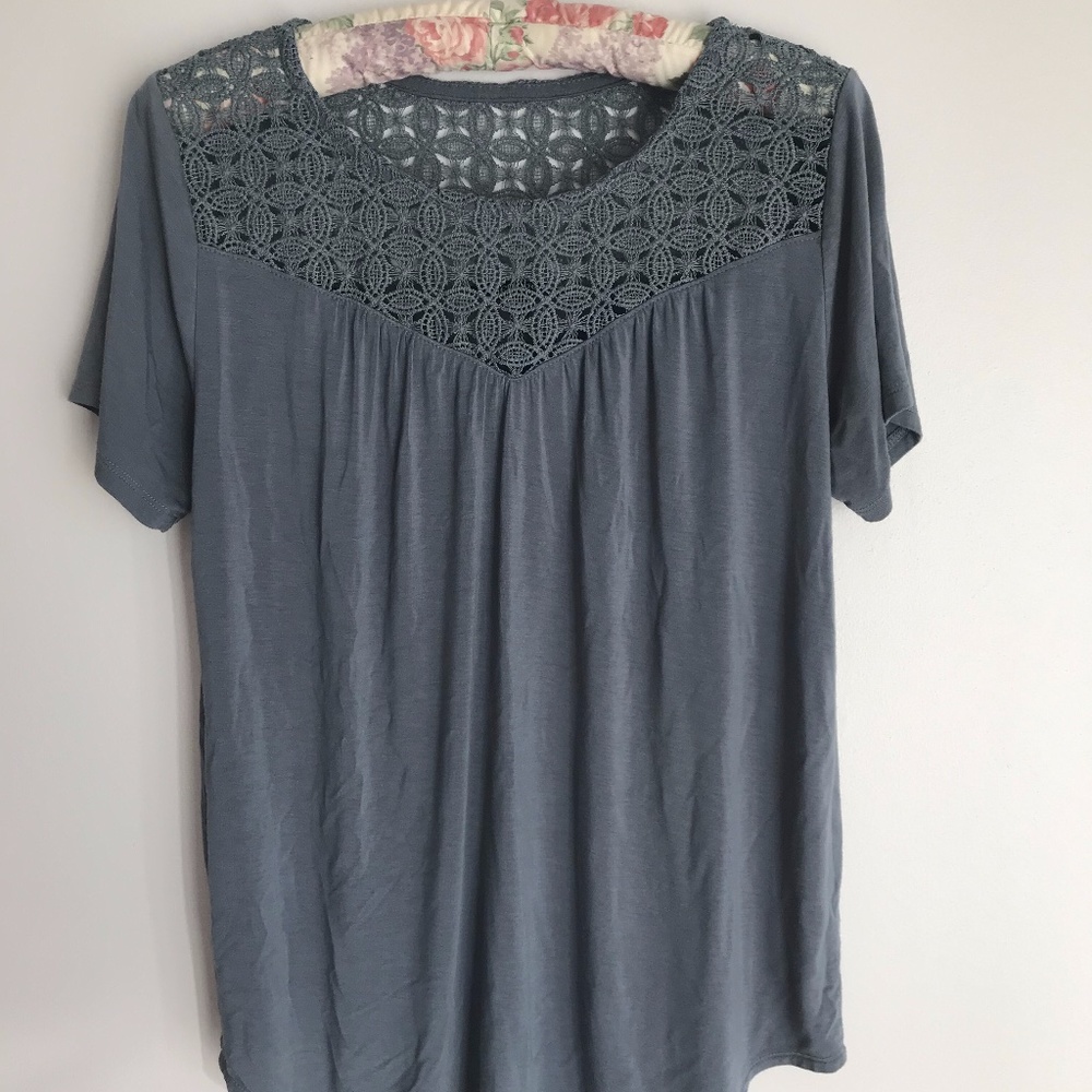 Blue Lace Top T-Shirt